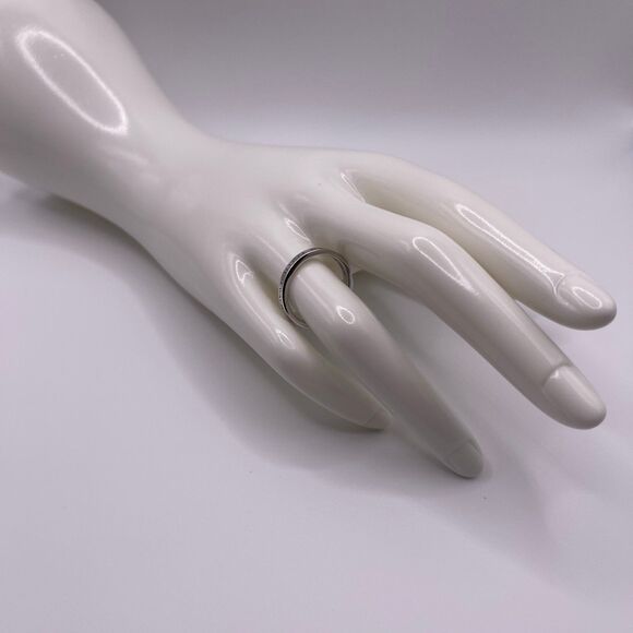 COACH Signature Silver Minimal Pave Engraved Logo Band Ring - Picture 8 of 11